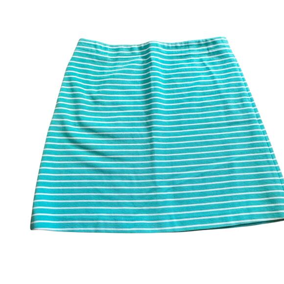 Talbots Turquoise White Striped Stretchy Pencil Skirt Coastal Beach Size 12 - Picture 3 of 8